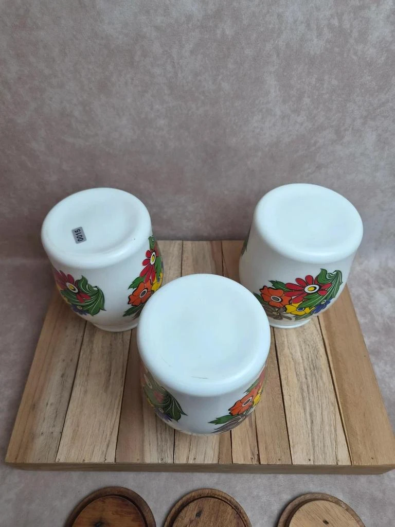 Lot de 3 potes de provision vintage Brf – Café, Farinha e Açúcar – vidro opalino – photo 6